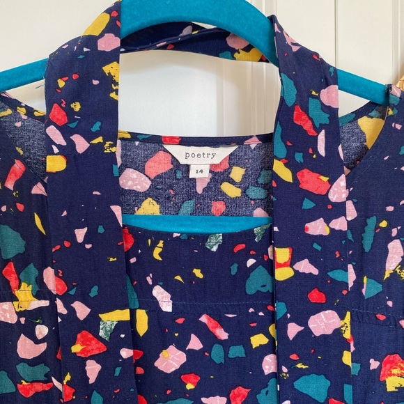 Navy/multi-colour abstract print dress - Picture 3 of 4